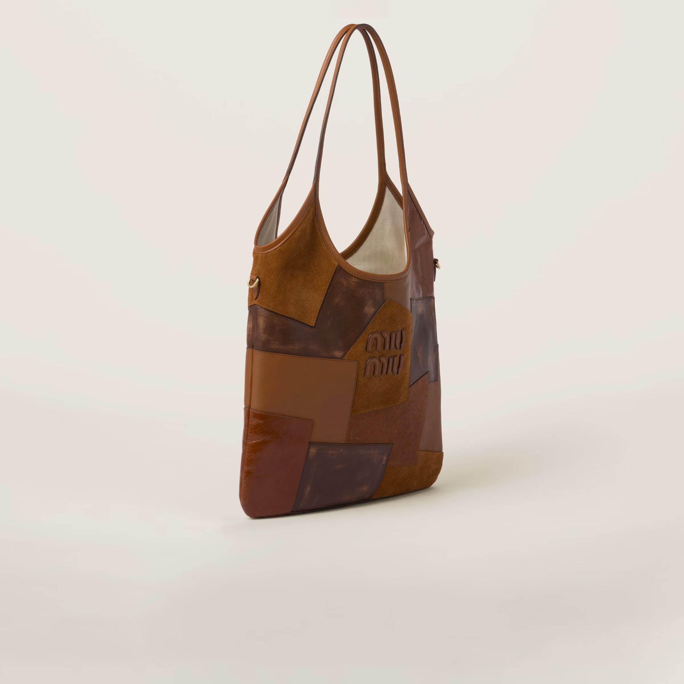 Cognac IVY leather patchwork bag, € 2450 (approximately P156,084.60), MIU MIU, miumiu.com